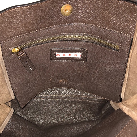 Brown leather & suede marni tote - Picture 5 of 9